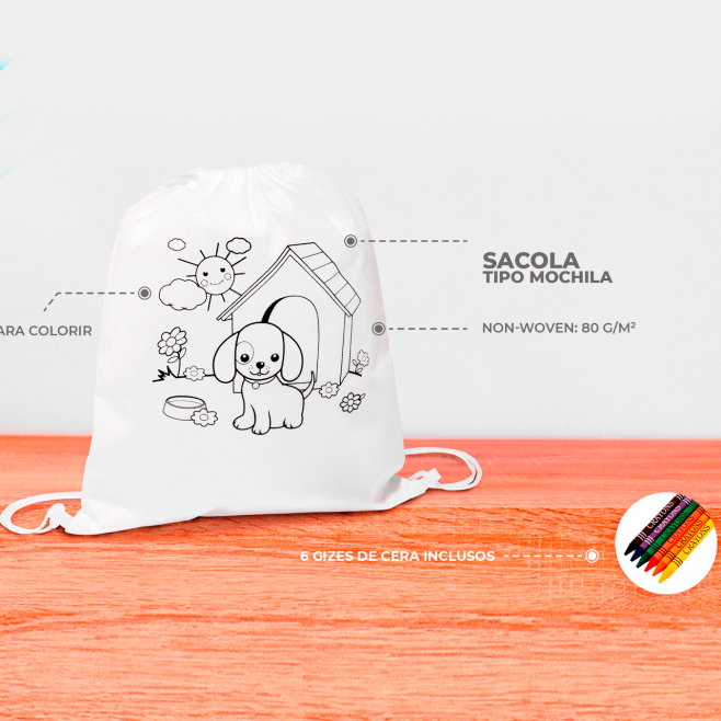 Sacola Tipo Mochila Para Colorir Personalizada