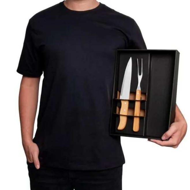 Conj. De Faca E Garfo Com Camiseta - 3 Pçs - Tam. GG Personalizado 