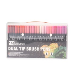 Kit Canetinhas Ponta Dupla Com 144 Cores Personalizada