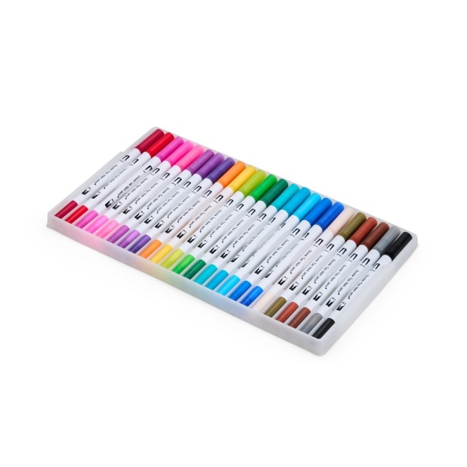 Kit Canetinhas Ponta Dupla Com 24 Cores Personalizado