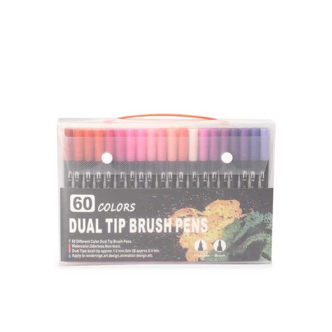 Kit Canetinhas Ponta Dupla Com 60 Cores Personalizado