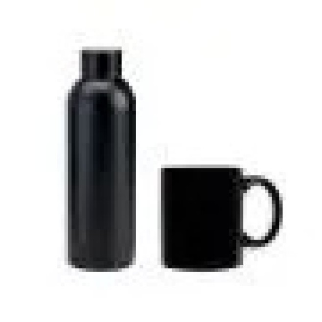Kit Garrafa E Caneca - Preto - 2 Pçs Personalizado 