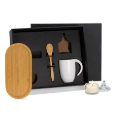 Kit Para Café Com Vela Aromatizada - 4 Pçs Personalizado