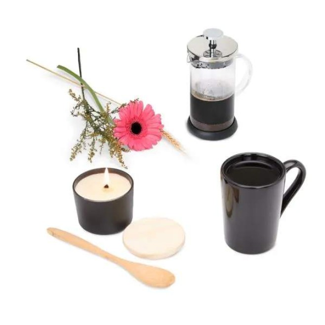 Kit Para Café Com Vela Aromatizada - 4 Pçs Promocional