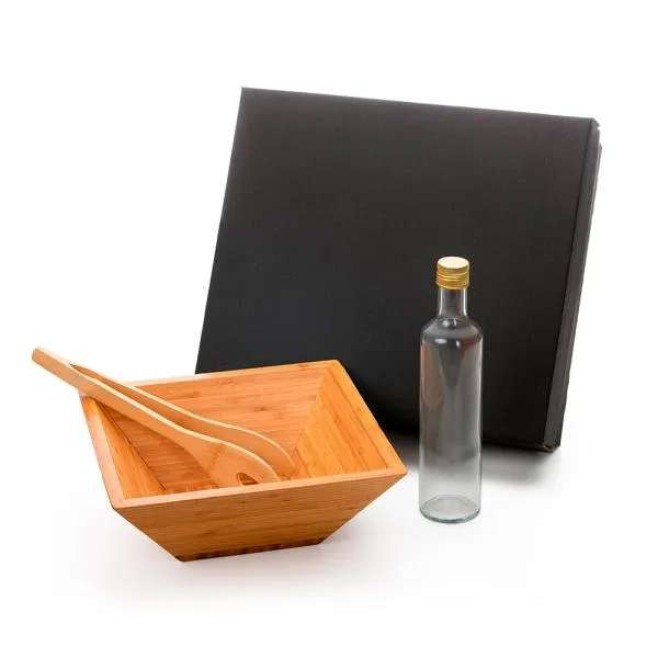 Kit Para Salada com Garrafa 3 Peças Personalizado